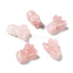 Natural Rose Quartz Dog Healing Figurines, Reiki Energy Stone Display Decorations, for Home Feng Shui Ornament, 17.5~18x11~12x25.5~26.5mm(DJEW-Z005-05A)