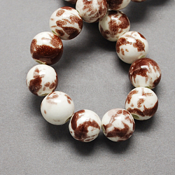 Handmade Porcelain Beads, Round, Saddle Brown, 20mm, Hole: 5mm(PORC-Q198-20mm-1)
