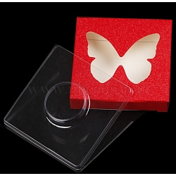 Paper Folding Boxes, Empty Eyelash Packaging Box, with Clear Heart Window, Square, Red, 7.2x7.2x1.2cm(CON-WH0072-73H)