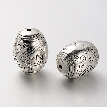 CCB Plastic Carved Beads, Oval, Antique Silver, 25x18mm, Hole: 3mm