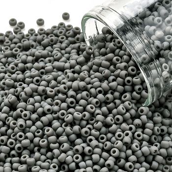 TOHO Round Seed Beads, Japanese Seed Beads, (53DF) Opaque Frost Dark Gray, 11/0, 2.2mm, Hole: 0.8mm, about 1110pcs/bottle, 10g/bottle