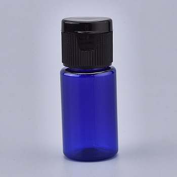 PET Plastic Empty Flip Cap Bottles, with Black PP Plastic Lids, for Travel Liquid Cosmetic Sample Storage, Blue, 2.3x5.65cm, Capacity: 10ml(0.34 fl. oz).
