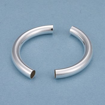 Brass Tube Beads, Long-Lasting Plated, Curved Beads, Tube, 925 Sterling Silver Plated, 40x5mm, Hole: 4mm