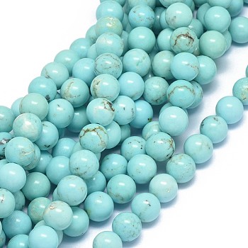 Natural Howlite Beads Strands, Dyed & Heated, Round, 10~11mm, Hole: 1mm, about 38pcs/strand, 15.5~16.1 inch(39.5~41cm)