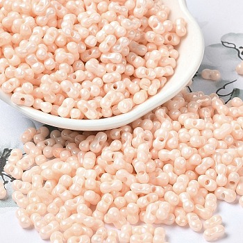 Opaque Colours Luster Glass Seed Beads, Peanut, PeachPuff, 6x3.5x3mm, Hole: 1mm, about 7258pcs/pound