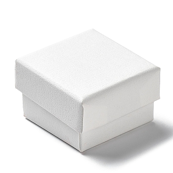 Cardboard Jewelry Set Boxes, with Sponge Inside, Square, White, 5.1x5x3.1cm