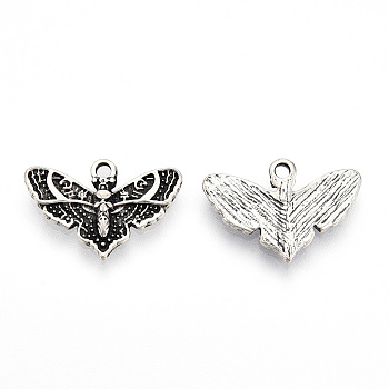 Tibetan Style Alloy Pendants, Cadmium Free & Lead Free, Butterfly Charms, Antique Silver, 13.5x20x2mm, Hole: 1.8mm