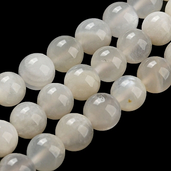 Natural White Moonstone Beads Strands, Grade AB, Round, White, 6mm, Hole: 0.8mm, about 61pcs/strand.