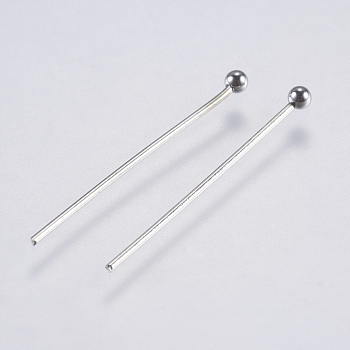 304 Stainless Steel Ball Head Pins, Stainless Steel Color, 25~25.5x0.6~0.7mm, 23~21 Gauge, Head: 2mm