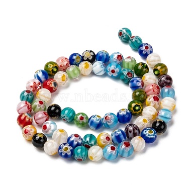 Round Handmade Millefiori Glass Beads Strands(LK-R004-81)-2