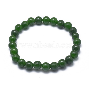 Natural TaiWan Jade Bead Stretch Bracelets(BJEW-K212-A-019)-2