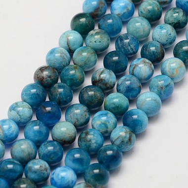 7mm DeepSkyBlue Round Apatite Beads