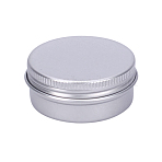 20ml Round Aluminium Tin Cans, Aluminium Jar, Storage Containers for Cosmetic, Candles, Candies, with Screw Top Lid, Platinum, 3.9x2cm, Capacity: 20ml(0.67 fl. oz)(CON-L009-B02)