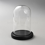 Glass Dome Cover, Decorative Display Case, Cloche Bell Jar Terrarium with Wood Base, for DIY Preserved Flower Gift, Black, 113x170mm(DJEW-WH0039-388B)