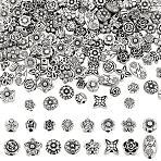 160Pcs 16 Styles Tibetan Style Alloy Beads, Flower, Antique Silver, 4.5~10x4.5~8x1~4mm, Hole: 1~1.4mm, 10pcs/style(FIND-GA0004-72)
