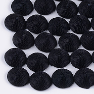 Polyester Thread Fabric Cabochons, Covered with ABS Plastic, Half Round/Dome, Black, 12x6mm(WOVE-T008-02A-06)