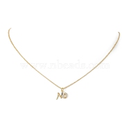 Clear Cubic Zirconia Word No Pendant Necklace, Brass Jewelry, Golden, 17.72 inch(45cm), no: 13x12mm(NJEW-JN04330-02)
