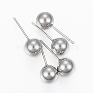 201 Stainless Steel Ball Stud Earrings, with 304 Stainless Steel Pin, Hypoallergenic Earrings, Stainless Steel Color, 20mm, Pin: 0.8mm(STAS-H413-02P-E)