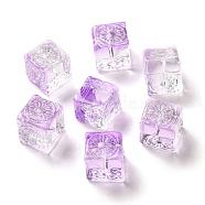 Transparent Glass Beads, Cube, Medium Orchid, 10x11x11mm, Hole: 1.5mm(GLAA-A012-04L)