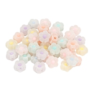 30Pcs Flocky Acrylic Beads, Bead in Bead, Flower, Mixed Color, 12x13x6mm, Hole: 2.8mm(MACR-FS0001-07)
