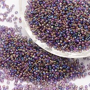 6/0 Round Glass Seed Beads, Grade A, Transparent Colours Rainbow, Dark Orchid, 3.6~4.0mm, Hole: 1.2mm, about 5000pcs/pound(SEED-J011-F6-173)