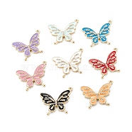 Brass Micro Pave Clear Cubic Zirconia Pendants, with Enamel, Long-Lasting, Butterfly, Real 18K Gold Plated, Mixed Color, 21x26x2mm, Hole: 1.5mm(KK-K255-11G)