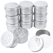 Elite 12Pcs 3 Style Aluminium Shallow Round Candle Tins, with Hollow Lids, Empty Tin Storage Containers, Hexagon/Flower Pattern, Silver, 7.1x4.25cm, Inner Diameter: 6.4x4.1cm, 4pcs/style(AJEW-PH0004-83)