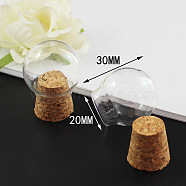 Miniature Glass Bottles, with Cork Stoppers, Cloche Bell Jars, Empty Wishing Bottles, for Dollhouse Accessories, Jewelry Making, Round, Clear, 30x20mm(MIMO-PW0001-038A)