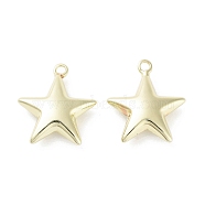 Brass Pendant, Real 18K Gold Plated, Star, 22.5x20x6.5mm, Hole: 1.8mm(KK-O009-01D-G)