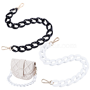2Pcs 2 Color Resin Curb Chains Bag Straps, with Alloy Swivel Clasps, for Replacement Shoulder Bag Accessories, White and Black, 21.26 inch(54cm), 1pc/color(FIND-CA0005-05)