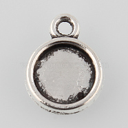 Tibetan Style Antique Silver Alloy Flat Round Pendant Cabochon Settings, Cadmium Free & Lead Free, Tray: 10mm, 16x13x2mm, Hole: 1.5mm, about 1250pcs/1000g(TIBEP-M022-27AS)