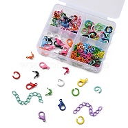 DIY Jewelry Making Finding Kit, Including Iron Bead Tips & Curb Chain Extender & Jump Rings, Alloy Lobster Claw Clasps, Mixed Color, 120Pcs/box(DIY-YW0007-77)