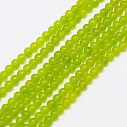 Natural Malaysia Jade Bead Strands, Round Dyed Beads, Green Yellow, 4mm, Hole: 1mm, about 92pcs/strand, 15 inch(G-M097-4mm-07)