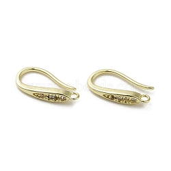 Brass Micro Pave Cubic Zirconia Earring Hooks, Long-Lasting Plated, Leaf, 15x3mm, Hole: 1.2mm, Pin: 1mm(KK-C048-14F-G)