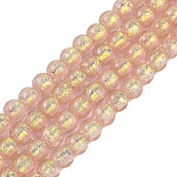 Handmade Foil Lampwork Beads Strands, Round, Light Salmon, 8.5x7mm, Hole: 1.4mm, about 40pcs/strand, 11.81''(30cm)(FOIL-K003-06A-04)