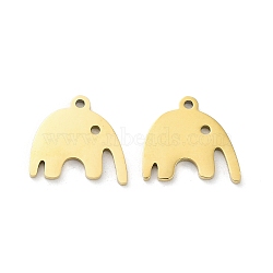 Ion Plating(IP) 316L Surgical Stainless Steel Charms, Elephant Charm, Real 18K Gold Plated, 12x13x1mm, Hole: 1.2mm(STAS-D029-30G)