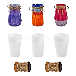 Silicone Mold for Vase, Resin Casting Molds, Epoxy Resin Craft Making, with Jute Cord, Jute String, Jute Twine, for DIY Making, Mixed Color, Silicone Mold: 3pcs/set, Jute Cord: 2 Boards(DIY-SZ0004-78)