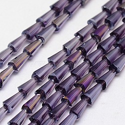 Electroplate Glass Beads Strands, AB Color, Faceted, Cone, Indigo, 7.5x4mm, Hole: 1mm, about 71pcs/strand, 20.4 inch(EGLA-J046-AB06)