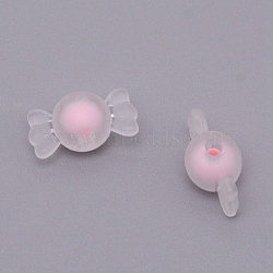 Transparent Clear Acrylic Beads, Frosted, DIY Accessories, Bead in Bead, Candy, Pink, 8.5x16.5x8.5mm, Hole: 2mm(FACR-CJC0002-01C)