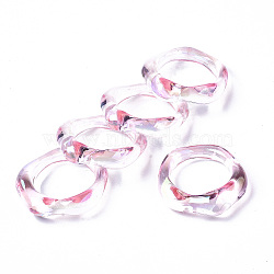 Transparent Resin Finger Rings, AB Color Plated, Misty Rose, US Size 6 3/4(17.1mm)(RJEW-T013-001-E03)