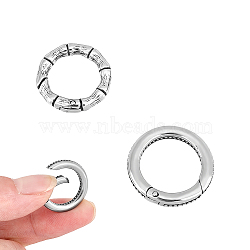 Unicraftale 2Pcs 2 Styles Tibetan Style 316 Surgical Stainless Steel Spring Gate Rings, Ring, Antique Silver, 19~21.6x3.4~3.5mm, 1pc/style(STAS-UN0059-44)