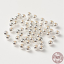 925 Sterling Silver Beads, Round, Silver, 3x2.5mm, Hole: 1mm(STER-S002-15-3mm)
