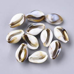 Acrylic Beads, Imitation Gemstone Style, Cowrie Shell, Floral White, 19.5x12x10mm, Hole: 1.8mm(X-OACR-N130-015)