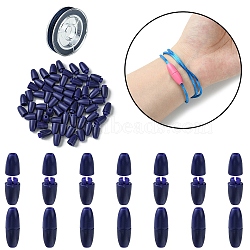 30Sets Plastic Breakaway Clasps, For Rubber Silicone Teething Necklaces with 1Roll Nylon Thread, Indigo, 24x9mm, Hole: 2.5mm(KY-YW0001-64B)