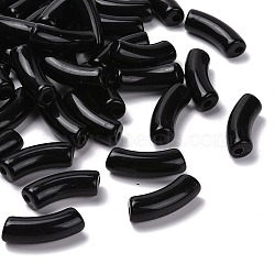 Opaque Acrylic Beads, Curved Tube, Black, 34.5x13x11mm, Hole: 3.5mm, about 155pcs/500g(SACR-S677-004)
