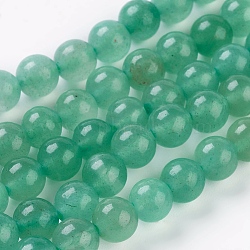 Natural Green Aventurine Beads Strands, Round, Light Green, 6mm, Hole: 1mm, about 59~61pcs/strand, 15 inch(L-G-G099-6mm-17)