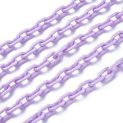ABS Plastic Cable Chains, Oval, Plum, 13.5~14x8x2mm, 14.9 inch~15.35 inch(38~39cm)/strand(X-KY-E007-02G)