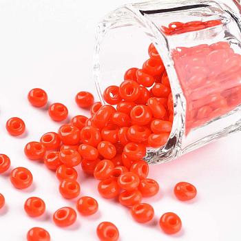 TOHO Short Magatama Beads, Japanese Seed Beads, (50) Opaque Sunset Orange, 4.5x4x3mm, Hole: 1.2mm, about 450g/bag