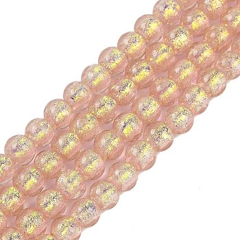 Handmade Foil Lampwork Beads Strands, Round, Light Salmon, 8.5x7mm, Hole: 1.4mm, about 40pcs/strand, 11.81''(30cm)