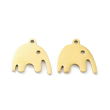 Ion Plating(IP) 316L Surgical Stainless Steel Charms, Elephant Charm, Real 18K Gold Plated, 12x13x1mm, Hole: 1.2mm